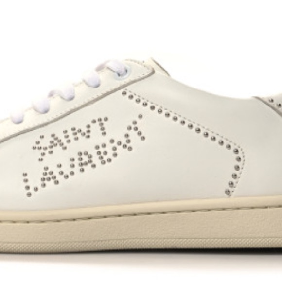 SAINT LAURENT CALFSKIN STUDDED LOW TOP SNEAKERS - Picture 12 of 12